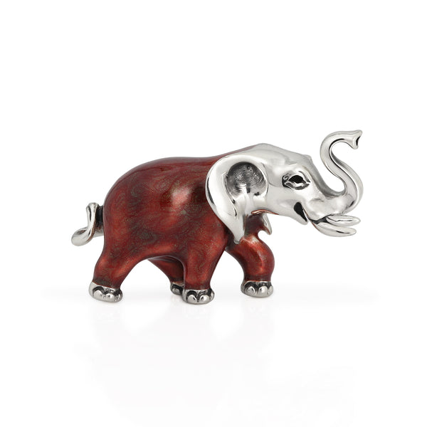 Elephant Enamel on Sterling Silver Brooch