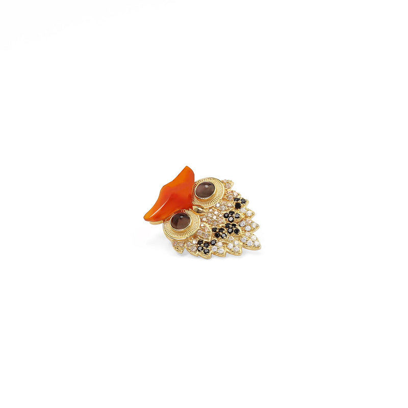 Hermes Owl Sterling Silver & Gemstone Brooch