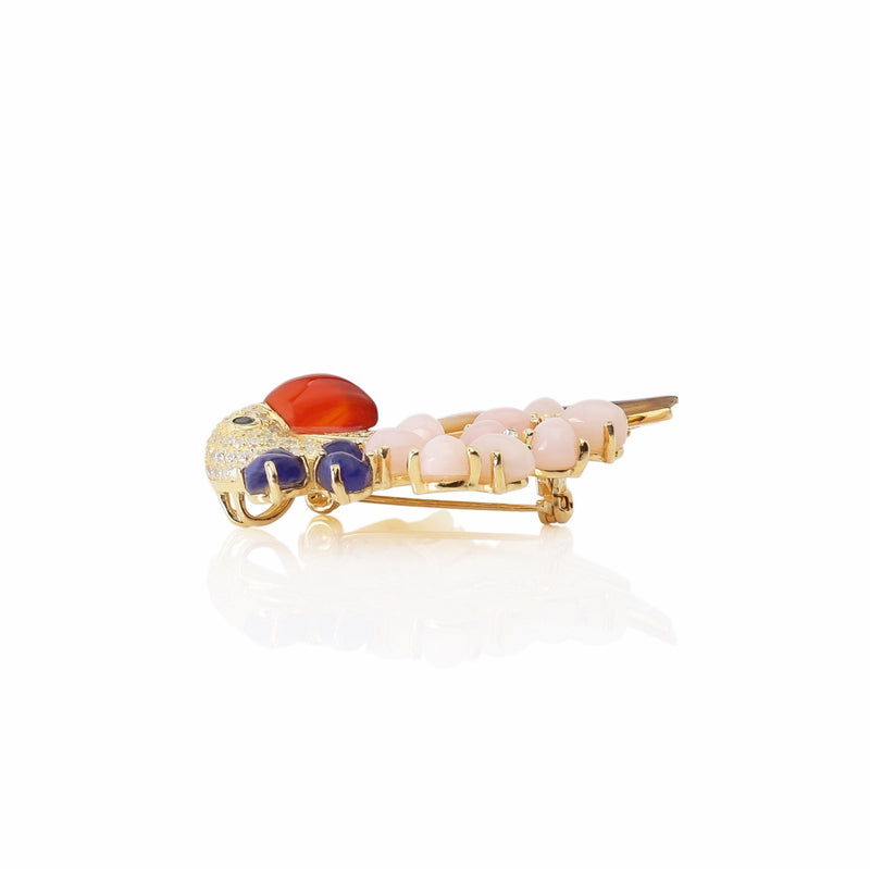 Rio Parrot Sterling Silver Gemstone Brooch CLEARANCE save £24