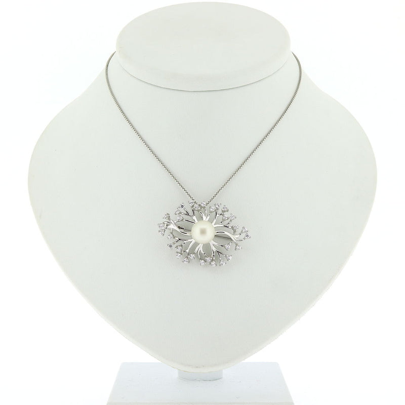 Anemone Silver, CZ & Pearl Brooch/Pendant