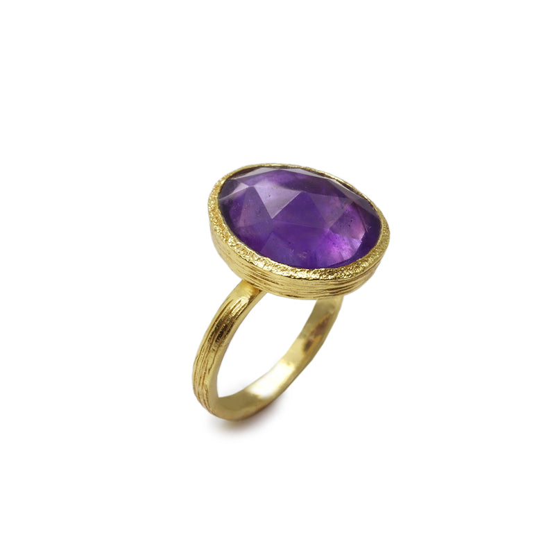 Pasha Amethyst & Gilded Silver Ring (Adjustable)