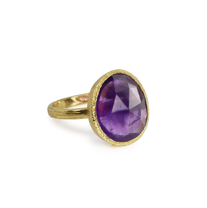 Pasha Amethyst & Gilded Silver Ring (Adjustable)