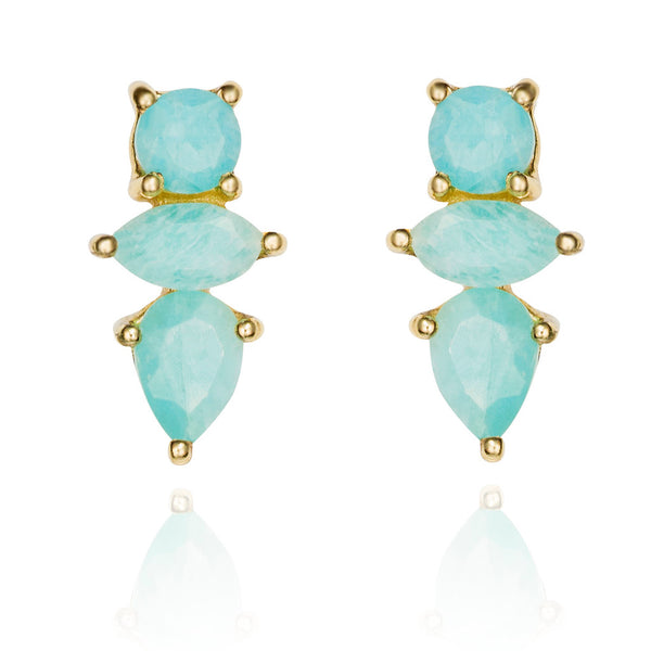 Amazonite Gilded Sterling Silver Ear Studs