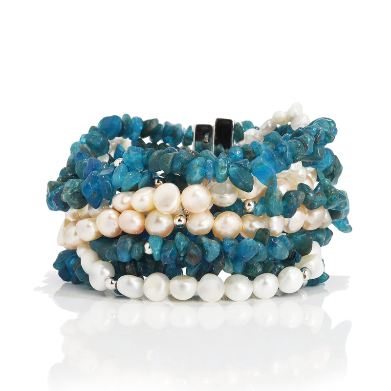 Kyanite Baroque Pearl Cuff Bracelet Slim wrist only