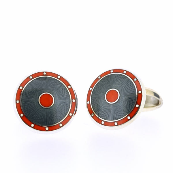 Graphite & Orange Enamel on Sterling Silver Cufflinks SAVE £70
