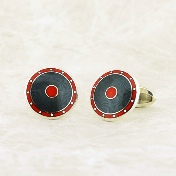 Graphite & Orange Enamel on Sterling Silver Cufflinks SAVE £70