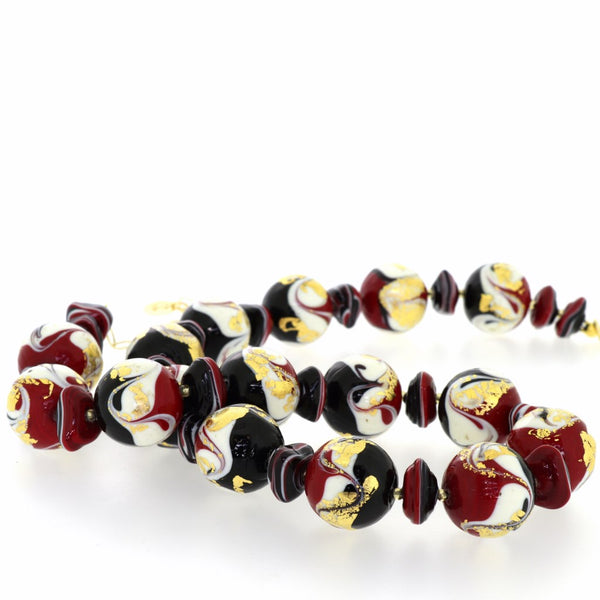 Tosca Murano Glass Red & Gold Necklace