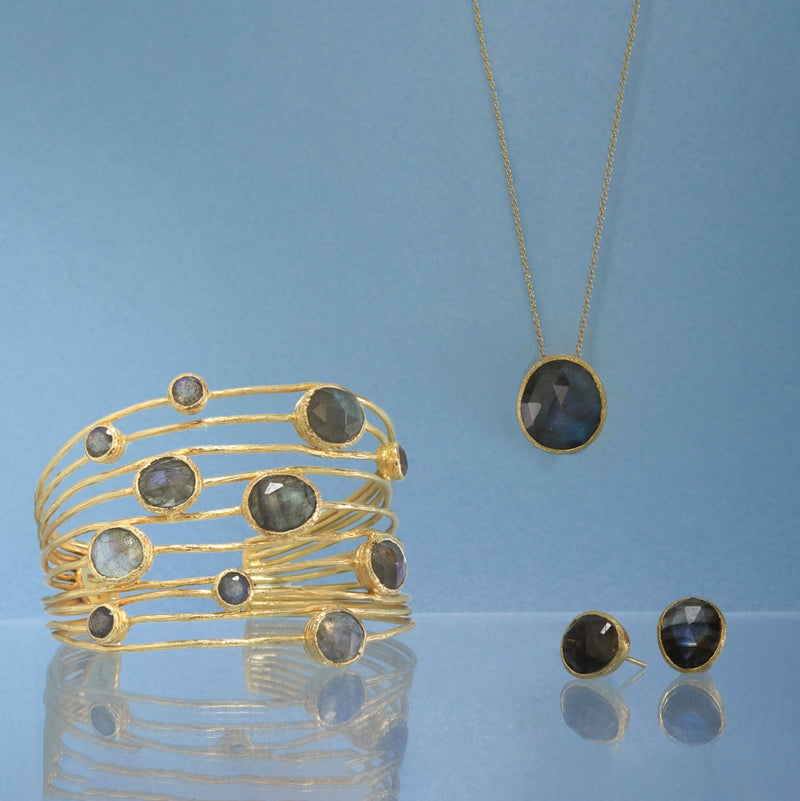 Pasha Large Labradorite Gilded Silver Pendant