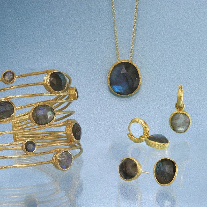 Pasha Large Labradorite Gilded Silver Pendant
