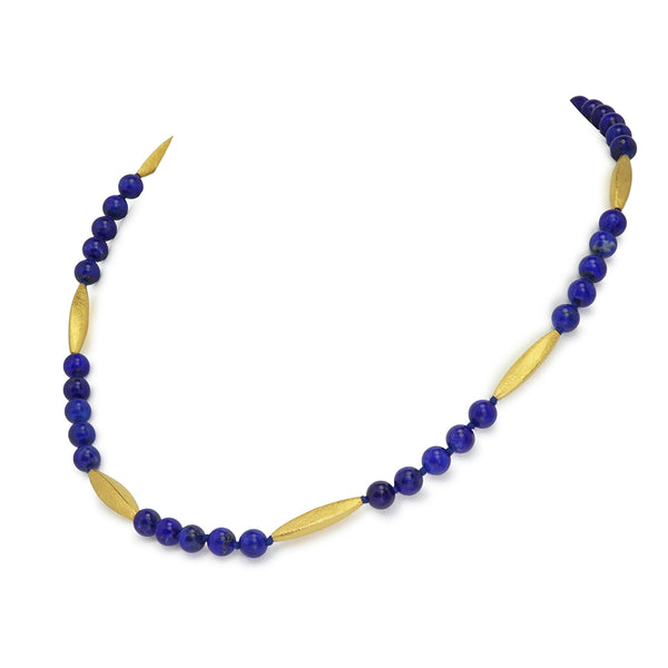 Natural Lapis Lazuli & Gilded Sterling Silver Necklace R15