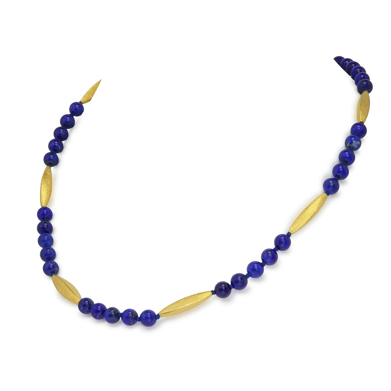 Natural Lapis Lazuli & Gilded Sterling Silver Necklace R15