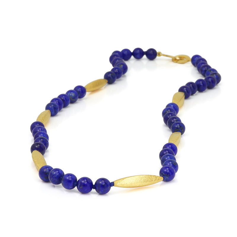Natural Lapis Lazuli & Gilded Sterling Silver Necklace R15