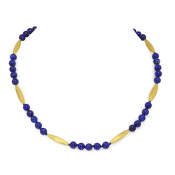 Natural Lapis Lazuli & Gilded Sterling Silver Necklace R15
