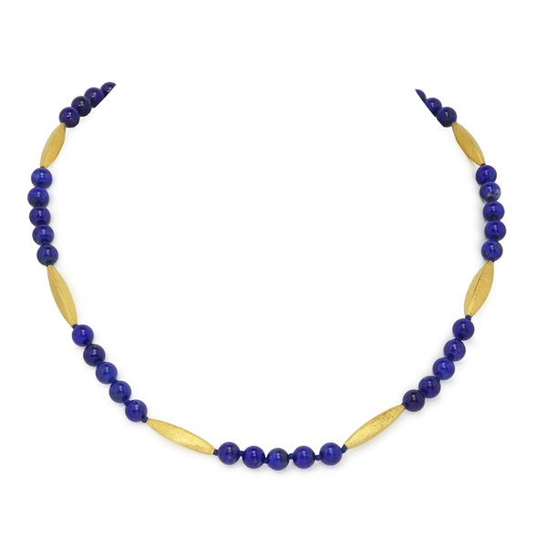 Natural Lapis Lazuli & Gilded Sterling Silver Necklace