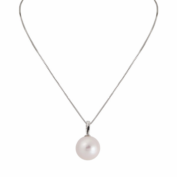 14mm Silver White Edison Pearl & 9ct White Gold Pendant