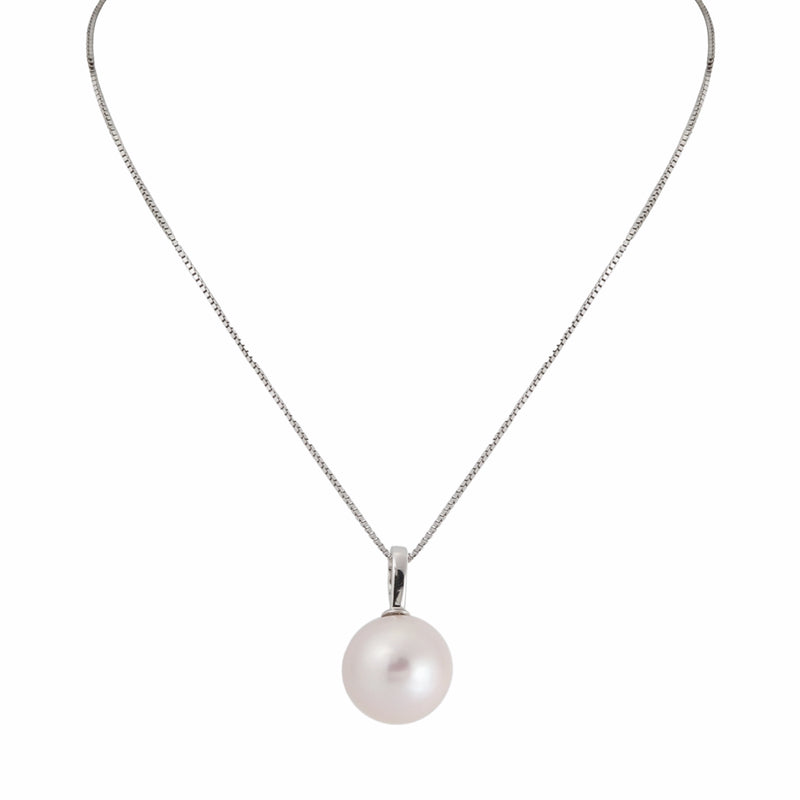 14mm Silver White Edison Pearl & 9ct White Gold Pendant