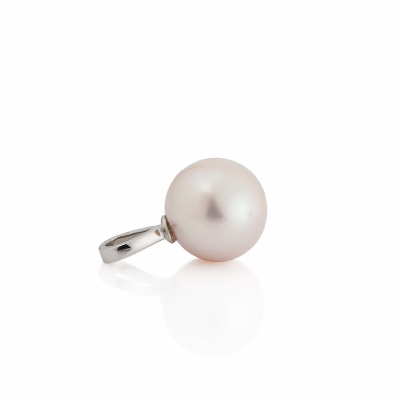 14mm Silver White Edison Pearl & 9ct White Gold Pendant