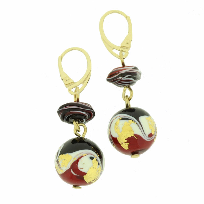 Tosca Murano Glass Red & Gold Earrings