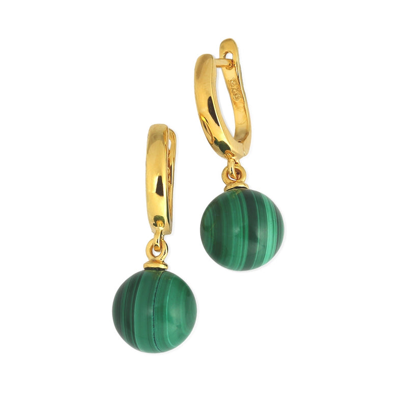 Malachite Gilded Sterling Silver Earrings