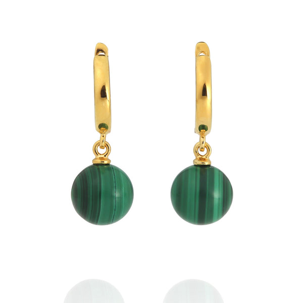 Malachite Gilded Sterling Silver Earrings