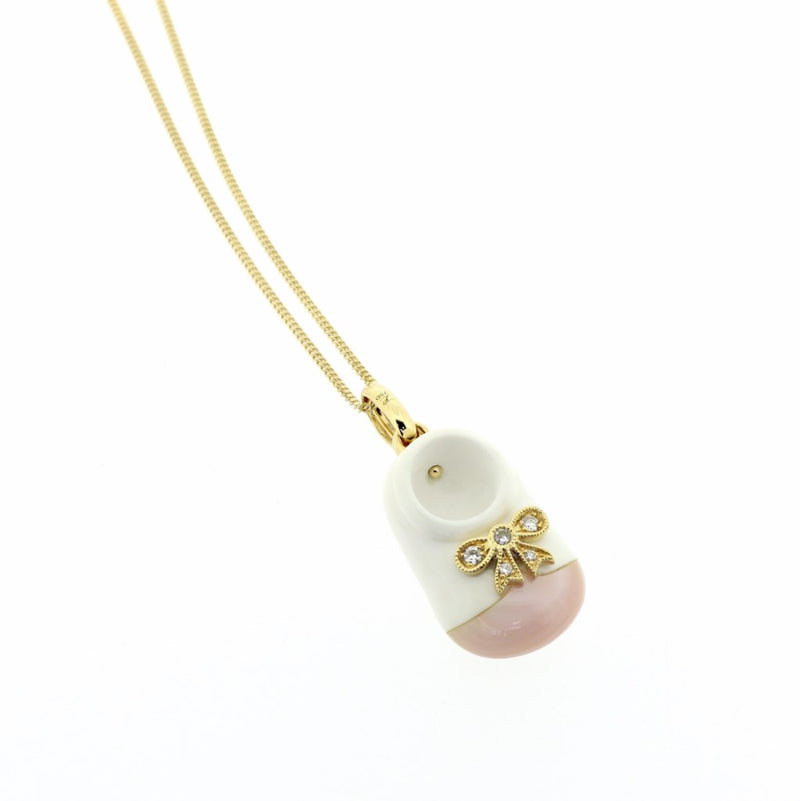 Baby Shoe 18ct Gold, Diamonds, Mother of Pearl & Agate Pendant CLEARANCE SAVE £100