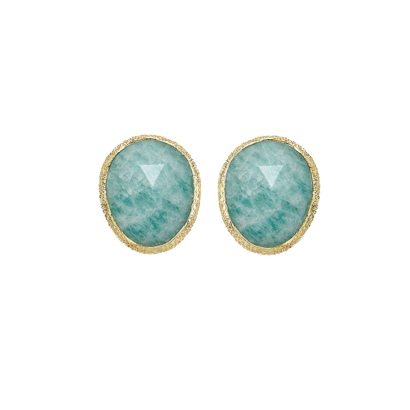 Pasha Amazonite Gilded Silver Stud Earrings