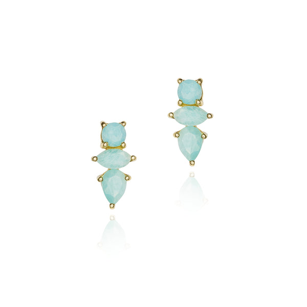 Amazonite Gilded Sterling Silver Ear Studs