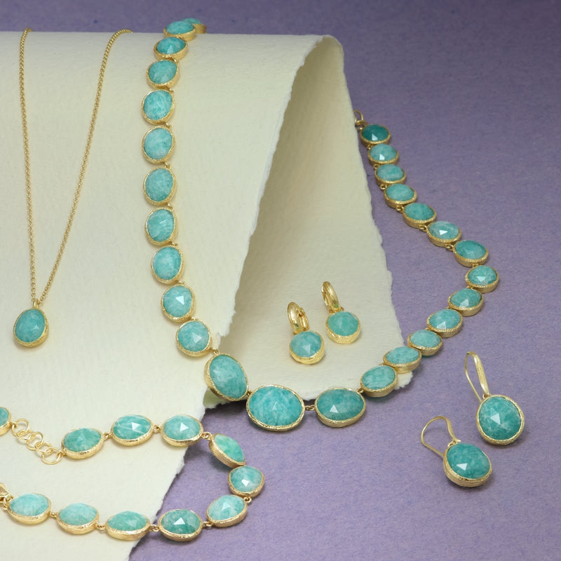 Pasha Amazonite & Gilded Silver Necklace