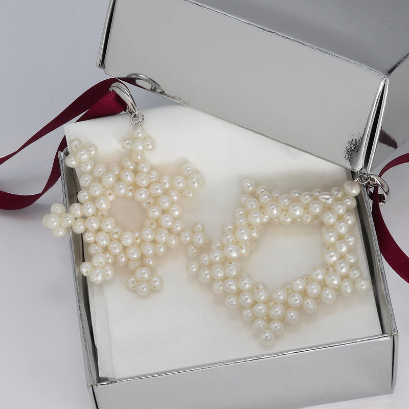 Pair of Pearly Snowflakes Christmas Tree Decorations