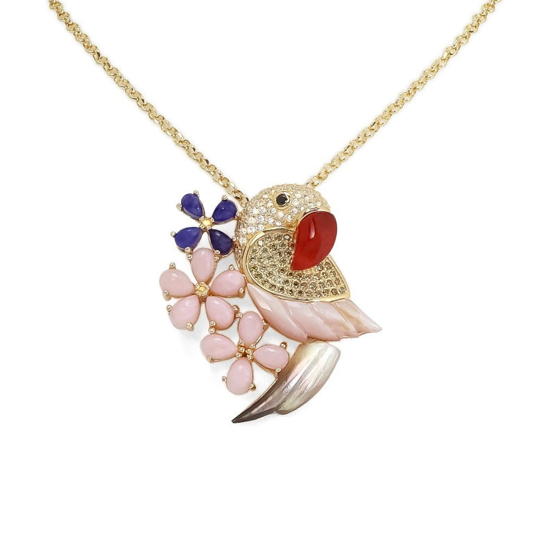 Rio Parrot Sterling Silver Gemstone Brooch CLEARANCE save £24