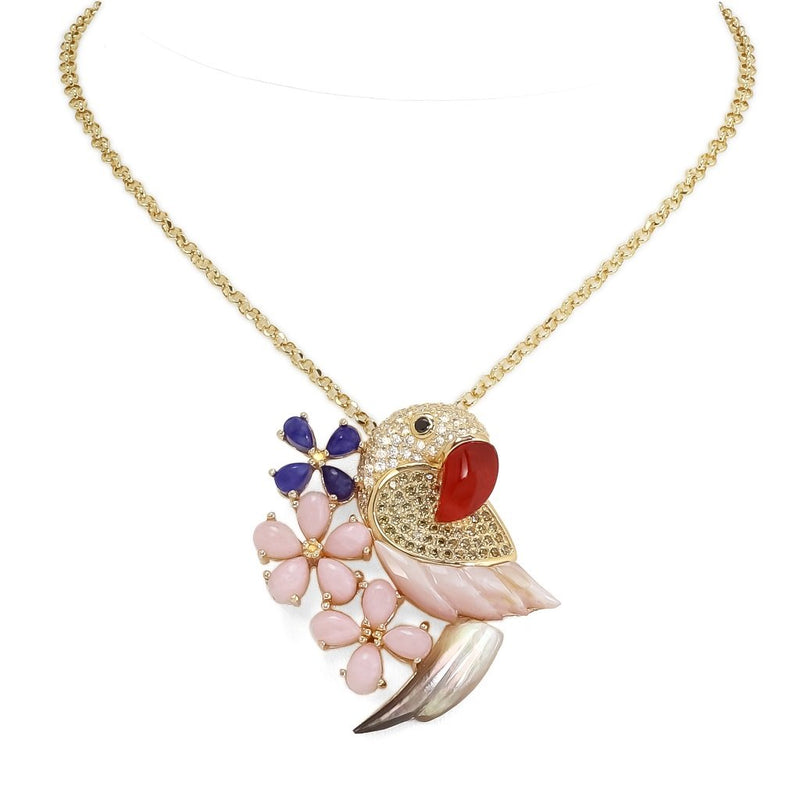 Rio Parrot Sterling Silver Gemstone Brooch CLEARANCE save £24