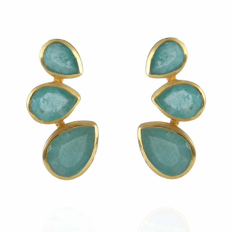Amazonite & Gilded Silver Stud Earrings