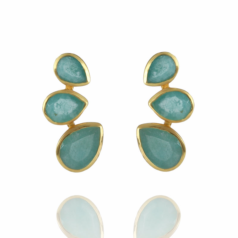 Amazonite & Gilded Silver Stud Earrings