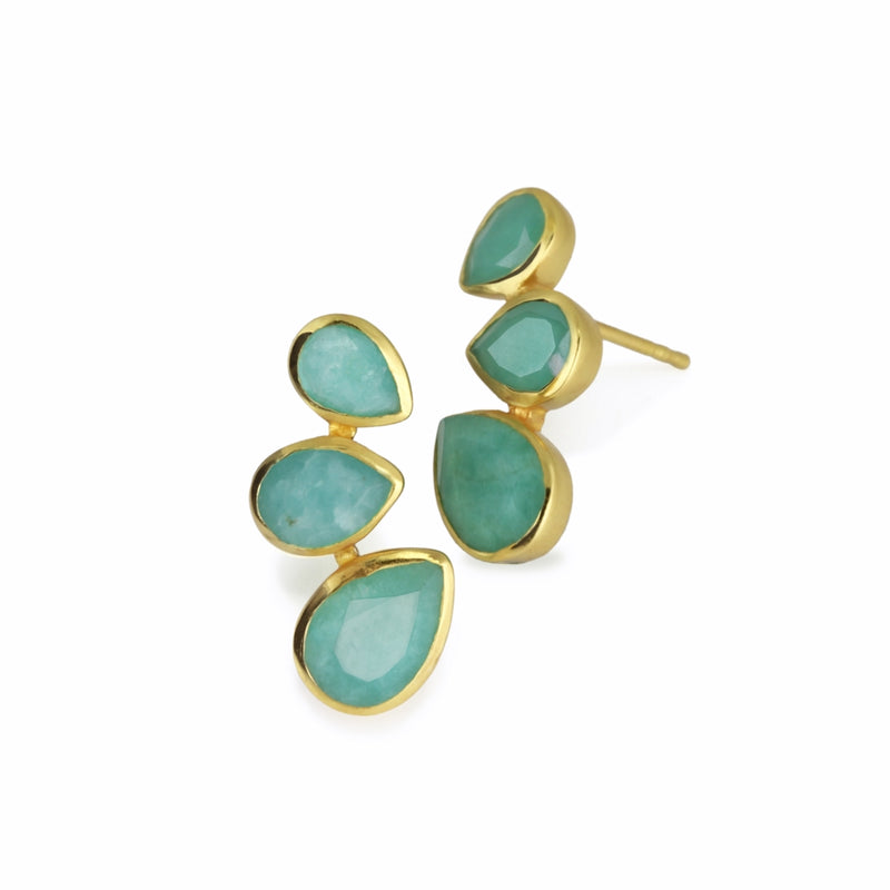 Amazonite & Gilded Silver Stud Earrings