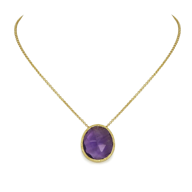 Pasha Large Amethyst Gilded Silver Pendant