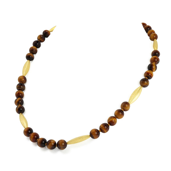 Tiger's Eye & Gilded Sterling Silver Necklace