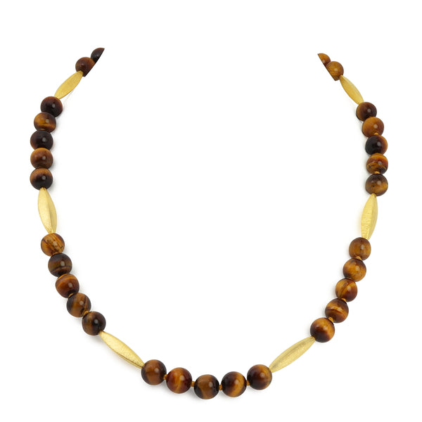 Tiger's Eye & Gilded Sterling Silver Necklace