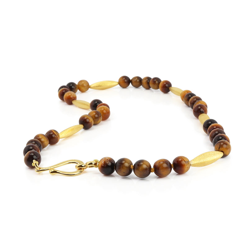 Tiger's Eye & Gilded Sterling Silver Necklace
