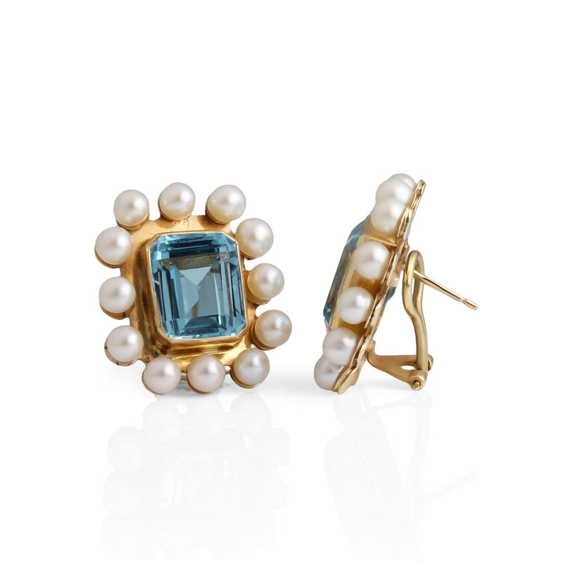 Catherine - Topaz & Pearl 9ct Gold Earrings