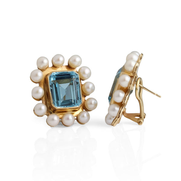 Catherine - Topaz & Pearl 9ct Gold Earrings