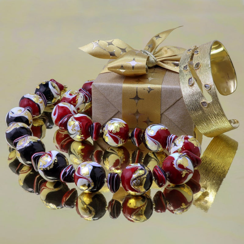 Tosca Murano Glass Red & Gold Necklace