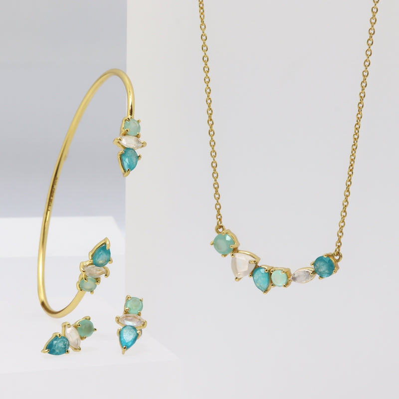 Trixie Moonstone, Apatite & Chalcedony Pendant Necklet