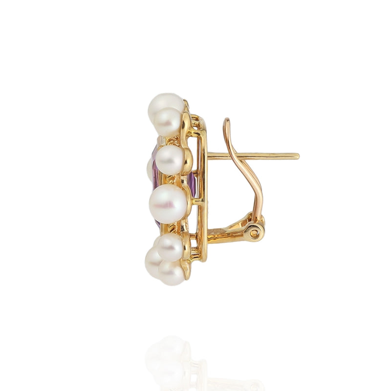 Catherine Amethyst & Pearl 9ct Gold Earrings