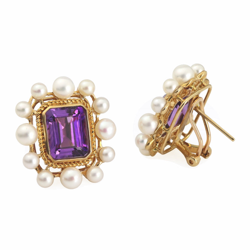 Catherine Amethyst & Pearl 9ct Gold Earrings