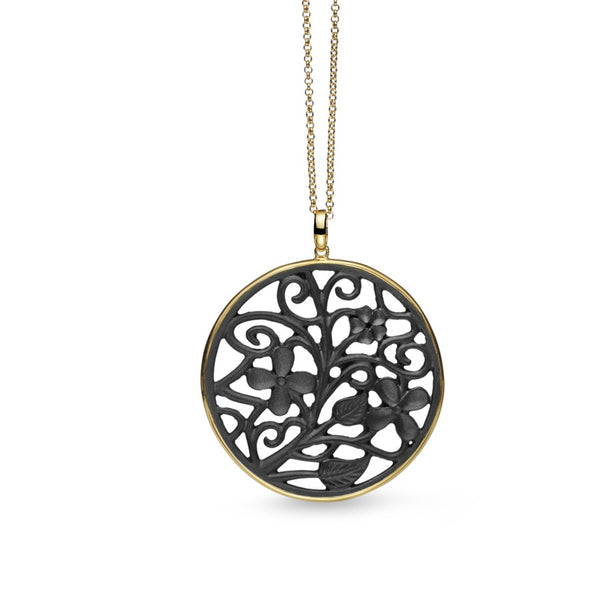 Alhambra Black Agate & Gilded Silver Pendant CLEARANCE SAVE £30