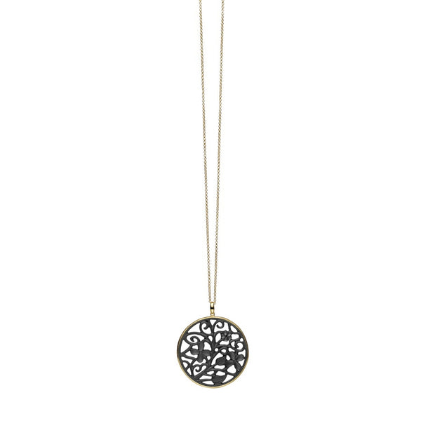 Alhambra Black Agate & Gilded Silver Pendant CLEARANCE SAVE £30