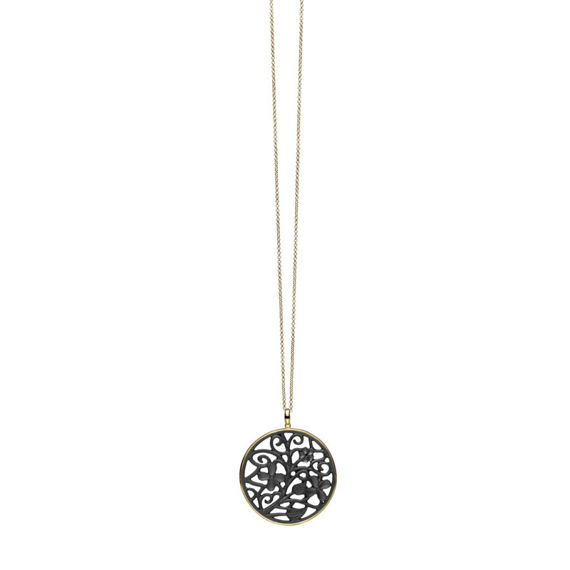 Alhambra Black Agate & Gilded Silver Pendant CLEARANCE SAVE £30