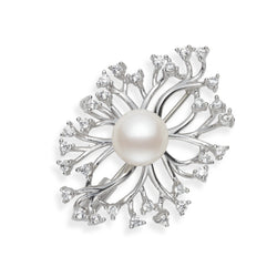 Anemone Silver, CZ & Pearl Brooch/Pendant