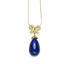 Bella Lapis Lazuli, Gilded Silver & CZ Bow Pendant