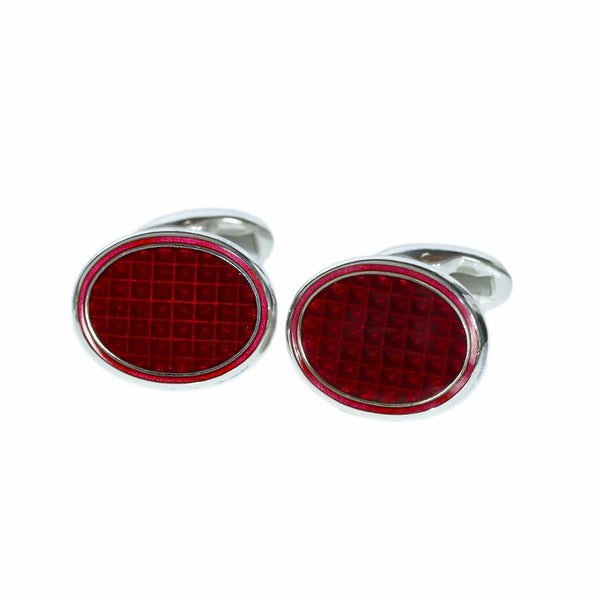Crimson Enamel Sterling Silver Cufflinks